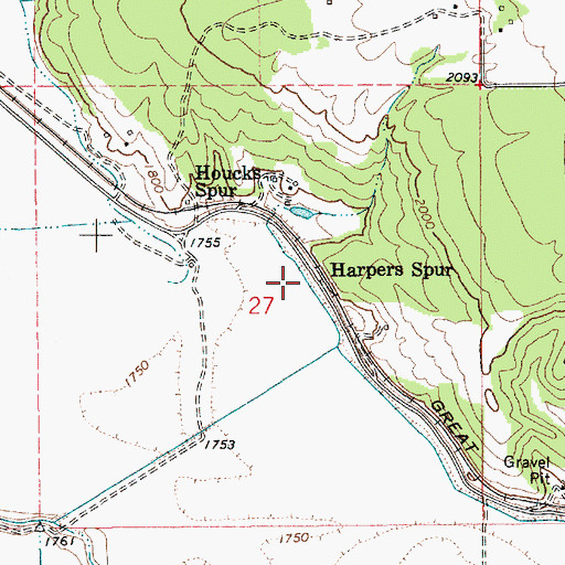 Topographic Map of Harpers Spur, ID