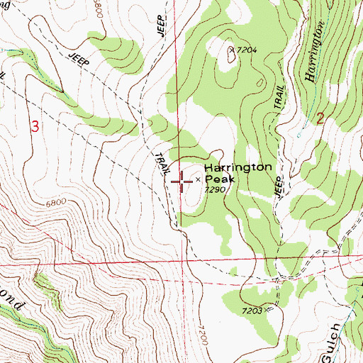 Topographic Map of Harrington Peak, ID