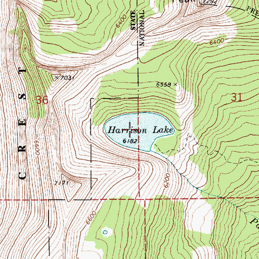 Topographic Map of Harrison Lake, ID
