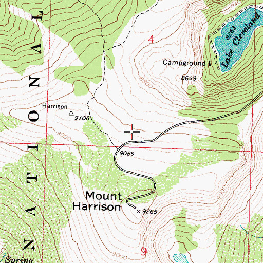Topographic Map of Mount Harrison, ID