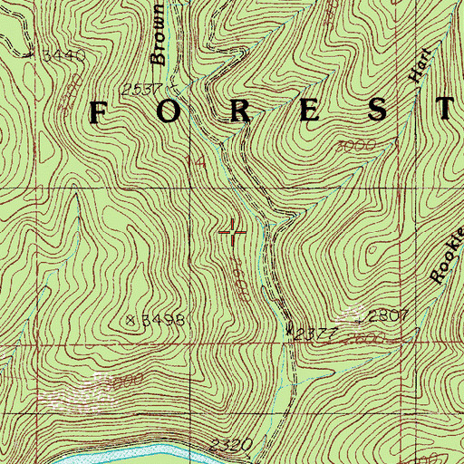 Topographic Map of Hart Creek, ID