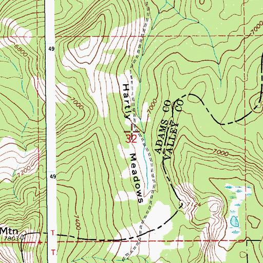 Topographic Map of Hartly Meadows, ID