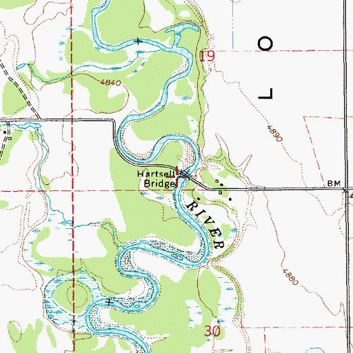 Topographic Map of Hartsell Bridge, ID