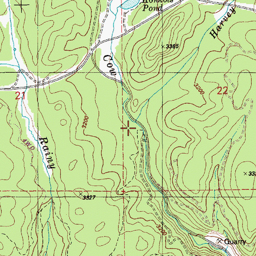 Topographic Map of Harvey Creek, ID