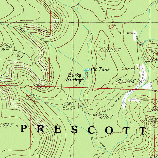 Topographic Map of Burke Spring, AZ