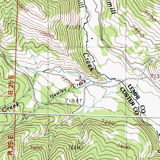Topographic Map of Hawley Creek, ID