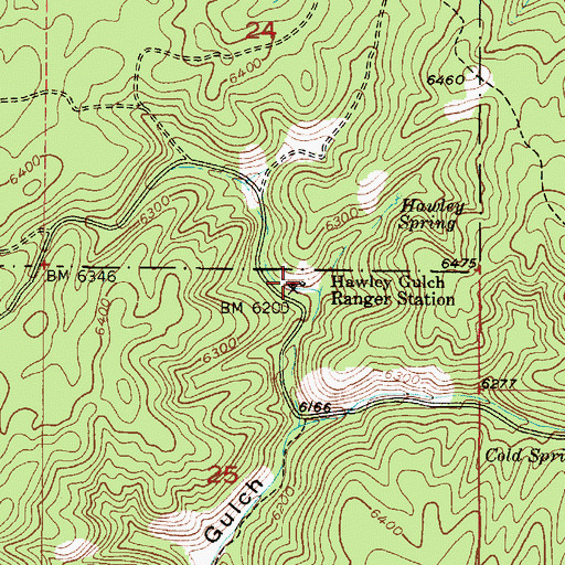 Topographic Map of Hawley Gulch Ranger Station, ID