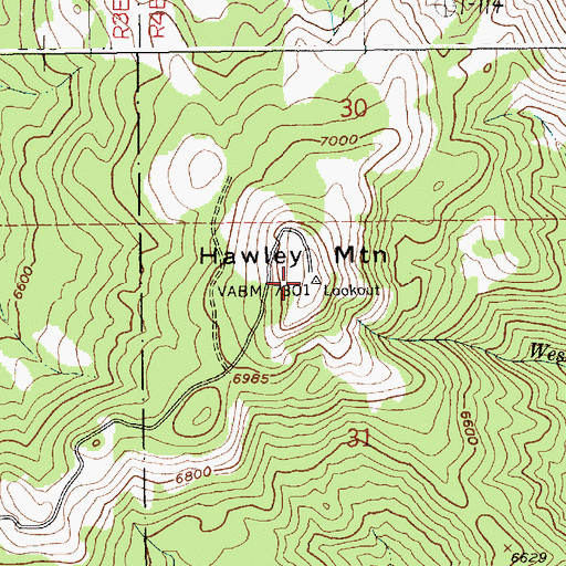 Topographic Map of Hawley Mountain, ID
