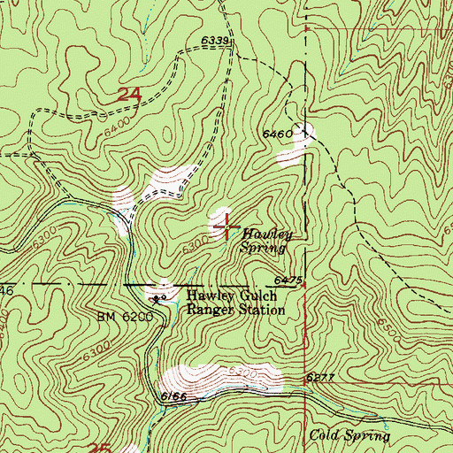 Topographic Map of Hawley Spring, ID