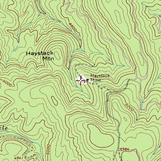 Topographic Map of Haystack Mine, ID