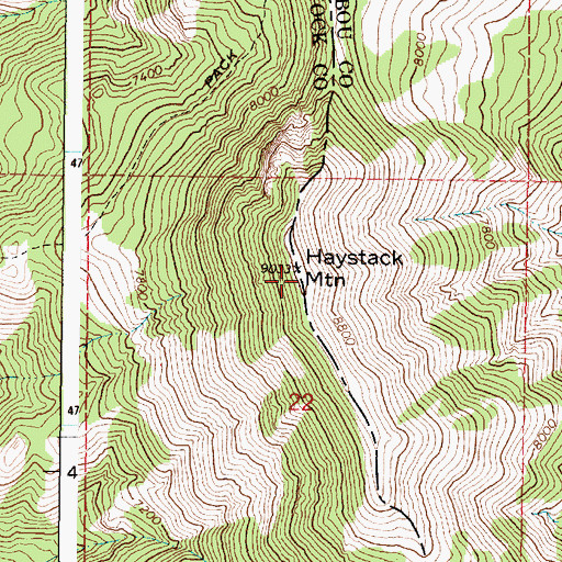 Topographic Map of Haystack Mountain, ID