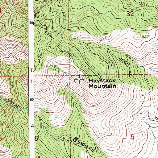 Topographic Map of Haystack Mountain, ID