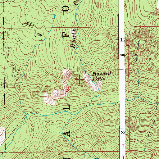 Topographic Map of Hazard Falls, ID