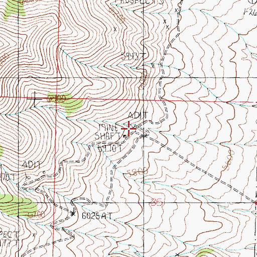 Topographic Map of Hazel Pine Mine, ID