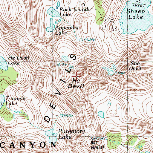 Topographic Map of He Devil, ID