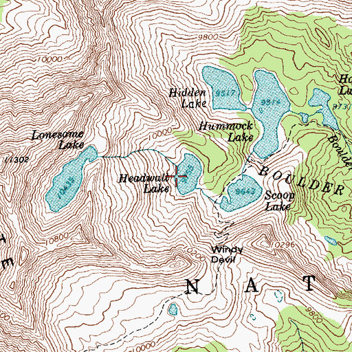 Topographic Map of Headwall Lake, ID