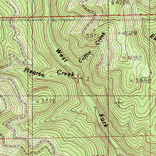 Topographic Map of Hearse Creek, ID