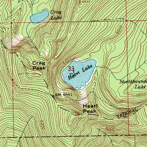Topographic Map of Heart Lake, ID