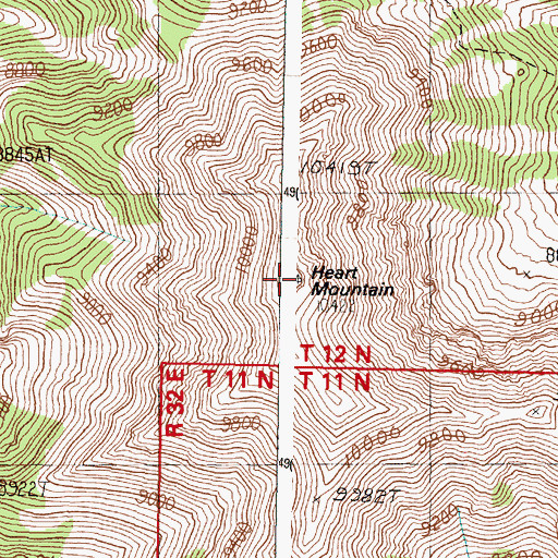 Topographic Map of Heart Mountain, ID