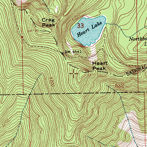 Topographic Map of Heart Peak, ID