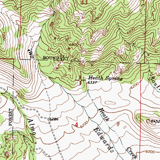 Topographic Map of Heath Spring, ID