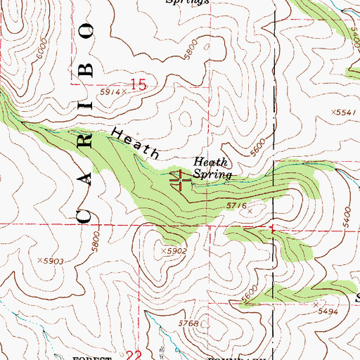 Topographic Map of Heath Spring, ID