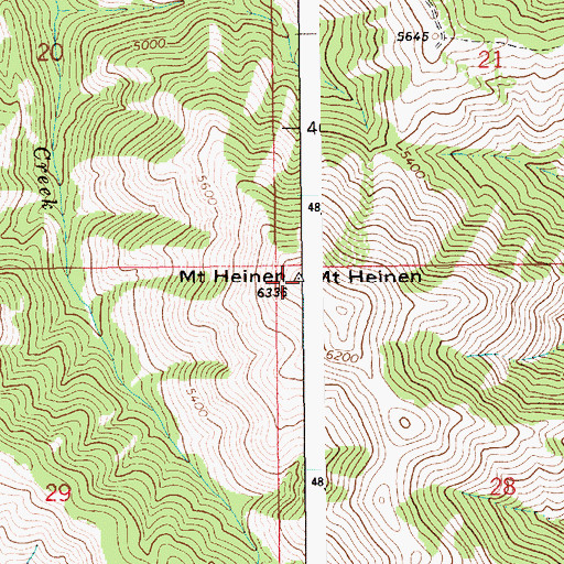 Topographic Map of Mount Heinen, ID