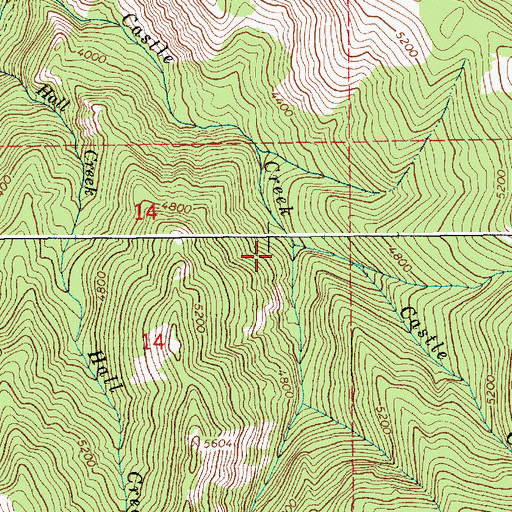 Topographic Map of Hell Creek, ID