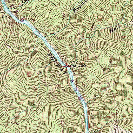Topographic Map of Hell Creek, ID