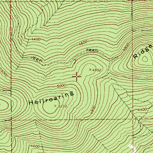 Topographic Map of Hellroaring Ridge, ID