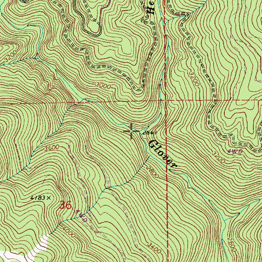 Topographic Map of Hemlock Creek, ID