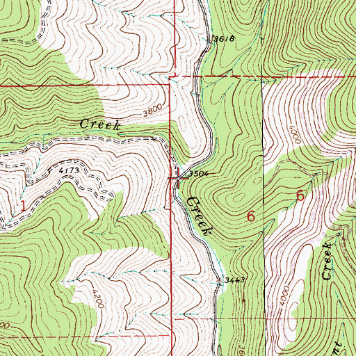 Topographic Map of Hemlock Creek, ID