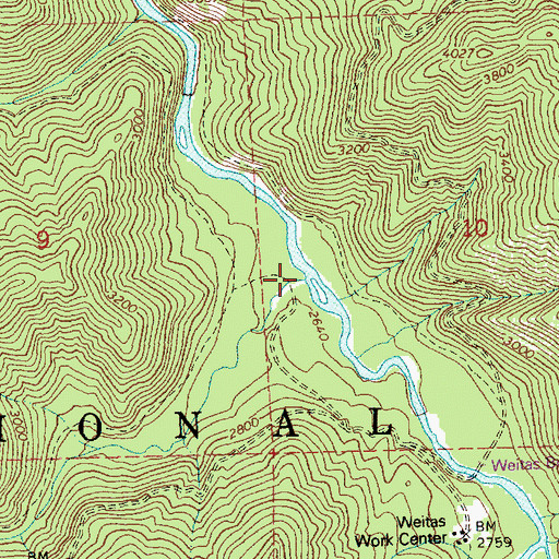 Topographic Map of Hemlock Creek, ID