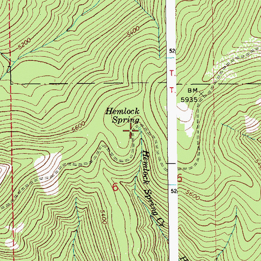 Topographic Map of Hemlock Spring, ID
