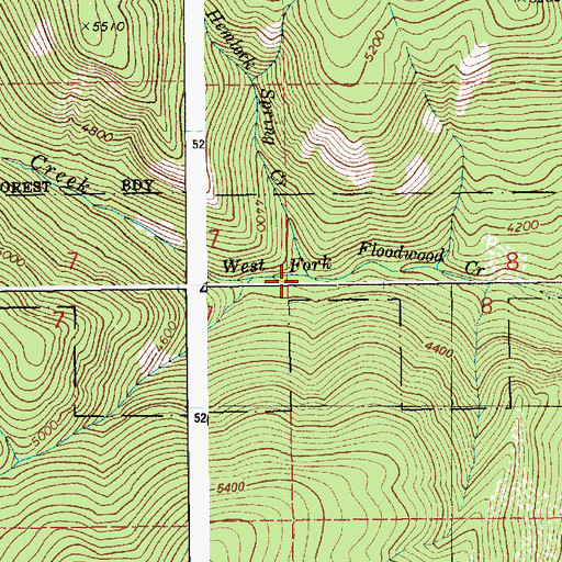 Topographic Map of Hemlock Spring Creek, ID