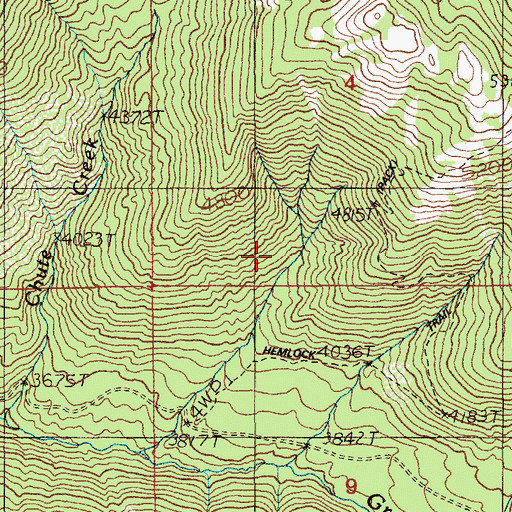 Topographic Map of Hemlock Trail, ID