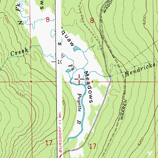 Topographic Map of Hendricks Creek, ID
