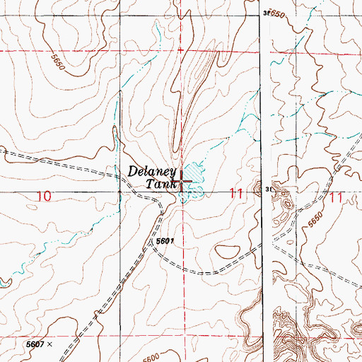 Topographic Map of Delaney Tank, AZ
