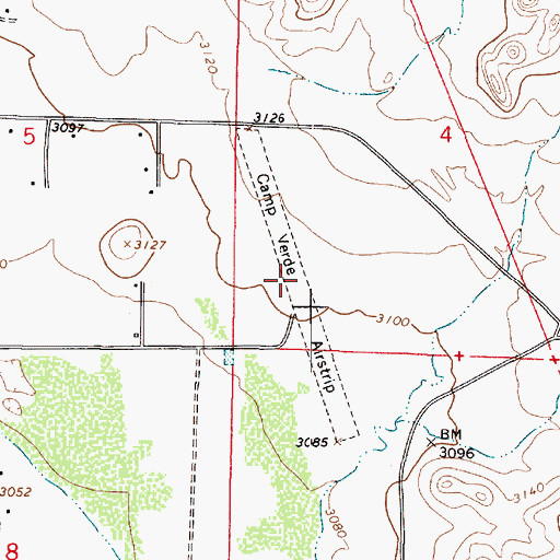 Topographic Map of Camp Verde Airport (historical), AZ