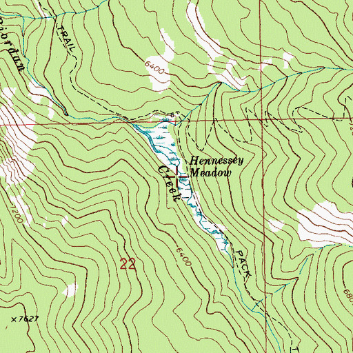 Topographic Map of Hennessey Meadow, ID