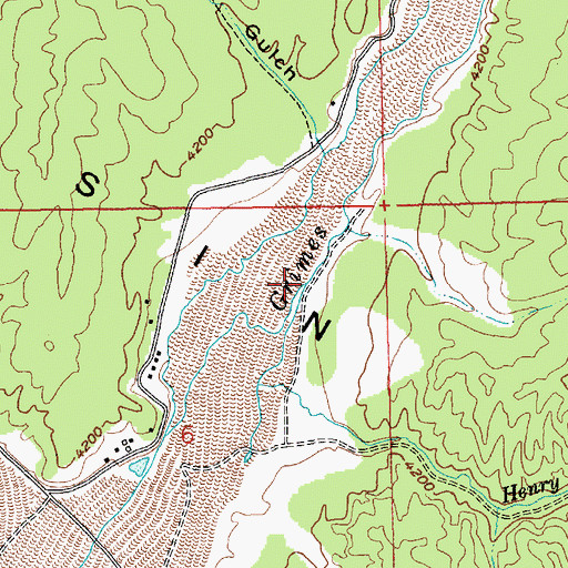 Topographic Map of Henry Creek, ID