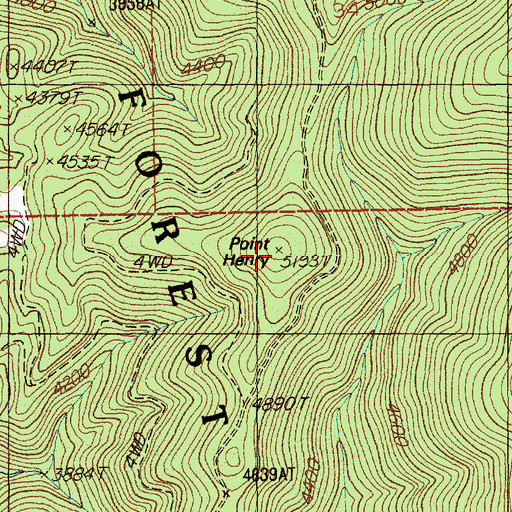 Topographic Map of Point Henry, ID