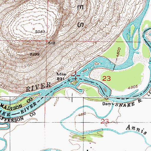 Topographic Map of Henrys Fork, ID