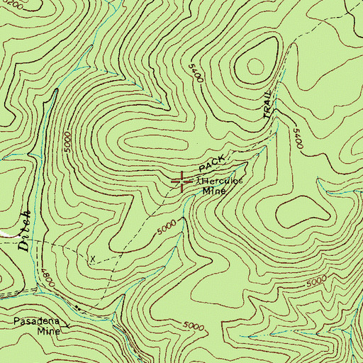 Topographic Map of Hercules Mine, ID