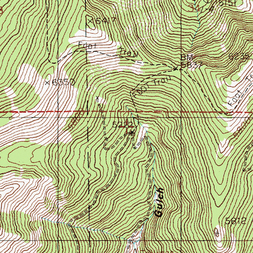 Topographic Map of Hercules Mine, ID