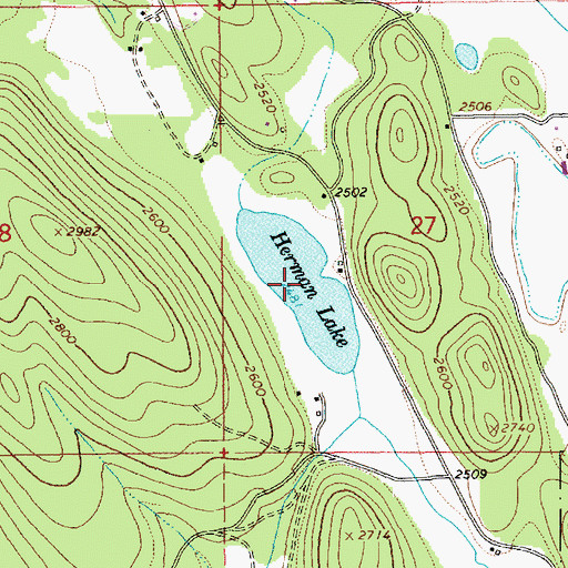 Topographic Map of Herman Lake, ID