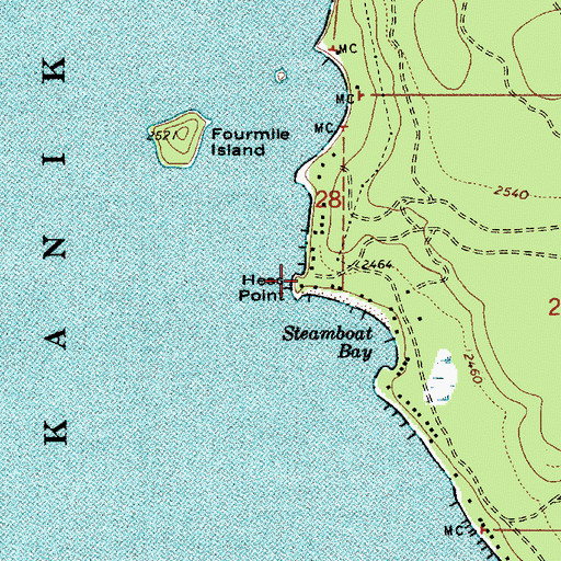 Topographic Map of Hess Point, ID