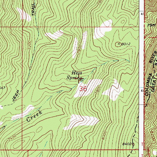 Topographic Map of Hess Spring, ID