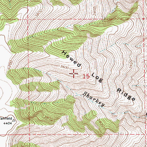 Topographic Map of Hewed Log Ridge, ID