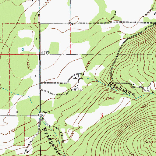 Topographic Map of Hickman Creek, ID